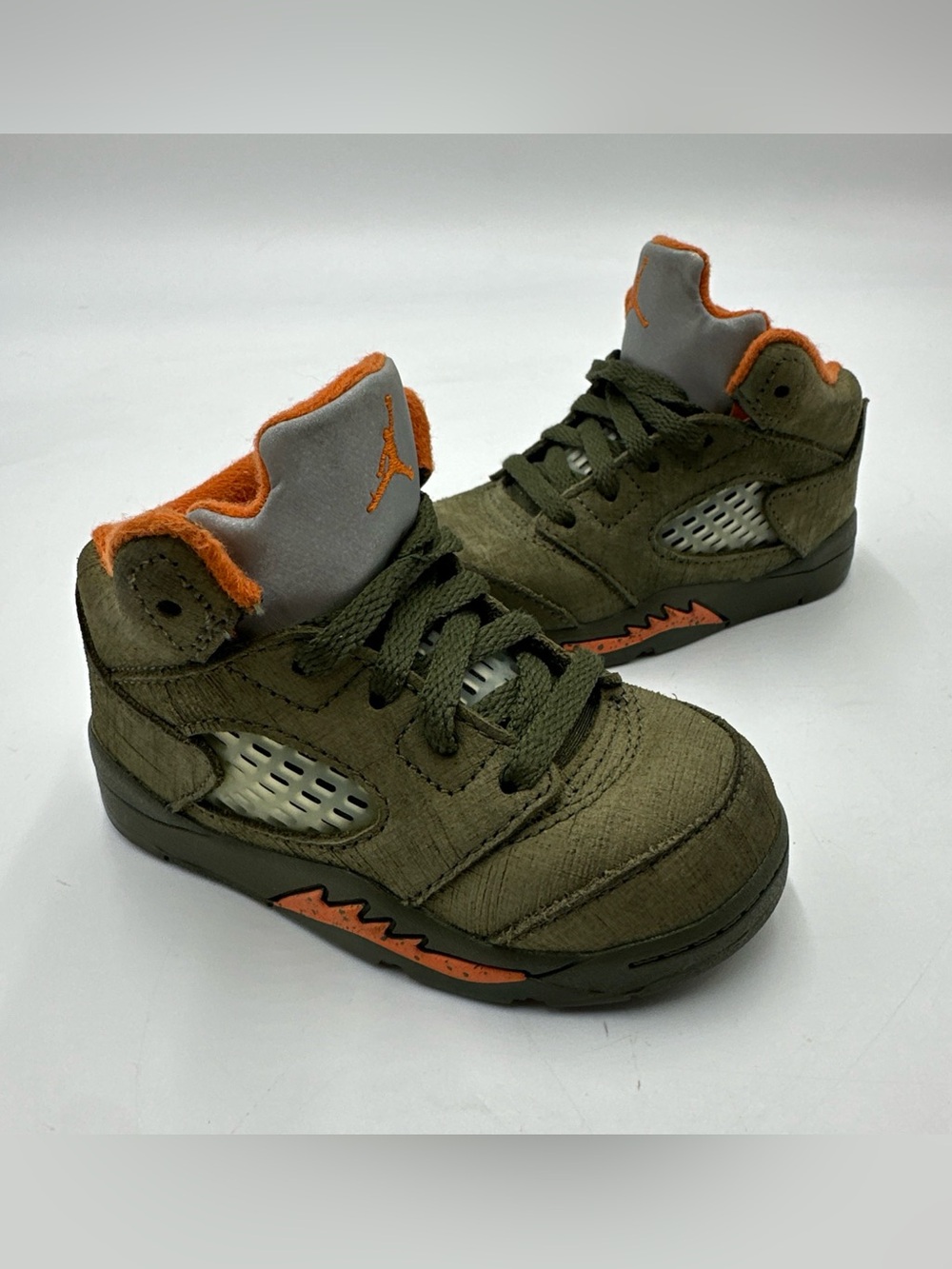 Nike Air Jordan 5 Retro Olive Orange Toddler Kids Size 6C Shoes 440890-308